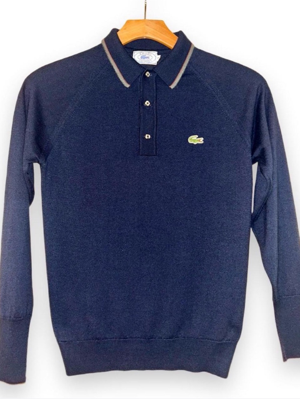 Lacoste Vintage Lacoste Men's Navy Long-Sleeve Polo Sweater